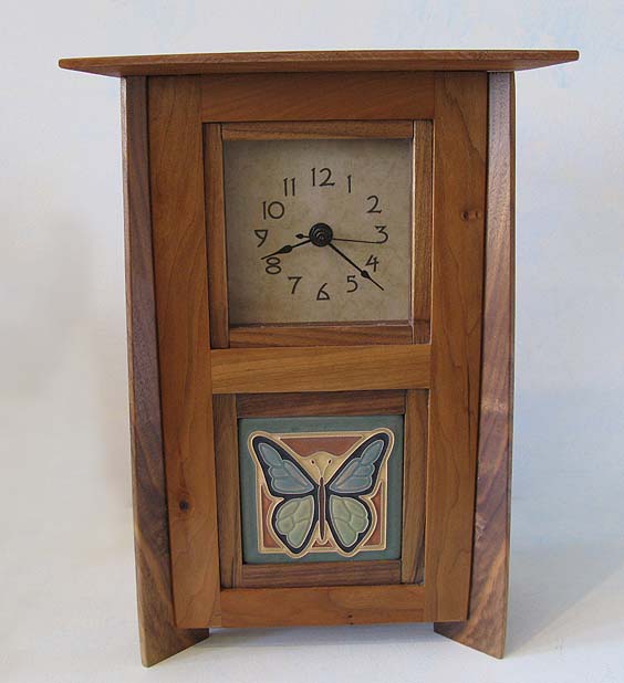 Wood  Desk Clock with Tile